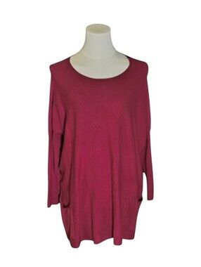 Tea n Rose Luxurious Red Wine Oversized Sweater With Pockets Size Small Medium